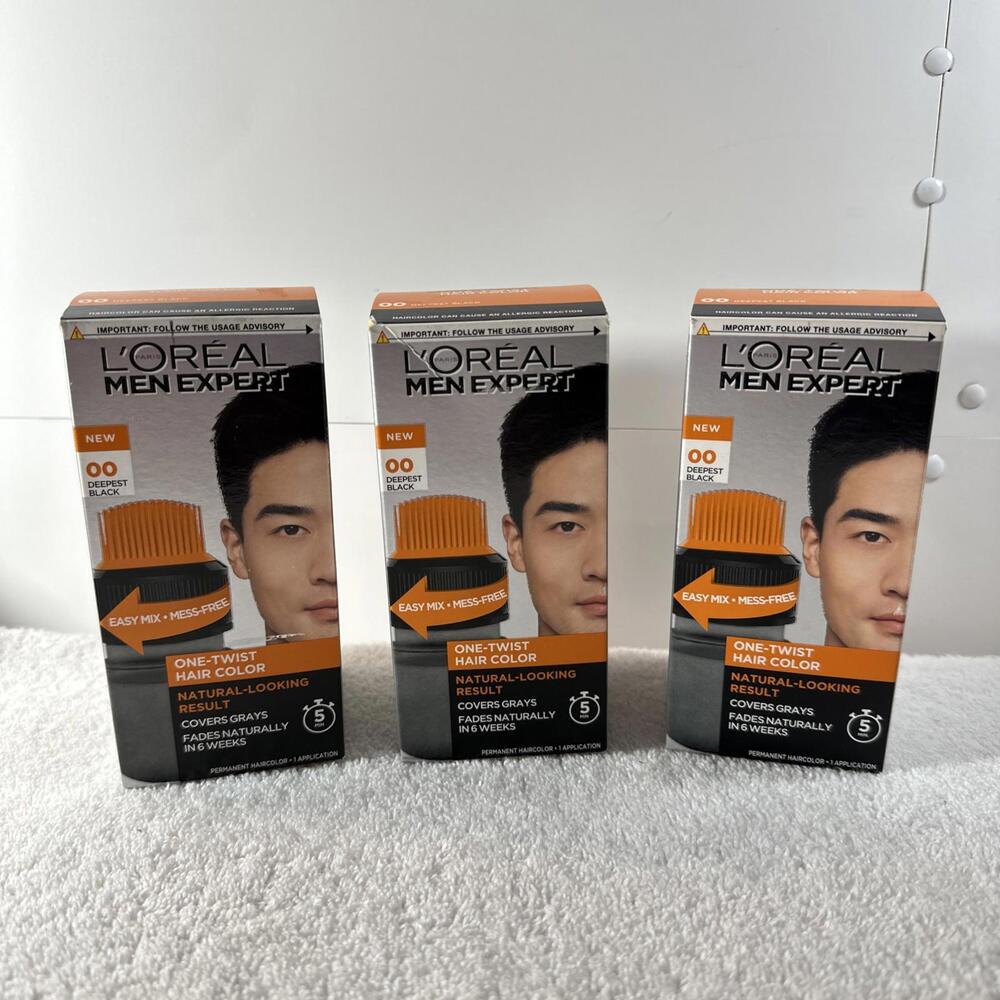L’Oréal Men Expert - Twist Hair Color Dye - 00 Deepest Black - Lot of 3